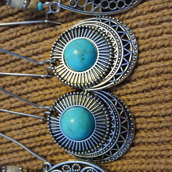 Bundle of six fashion earrings Silverstone turquoise color - Picture 4 of 7